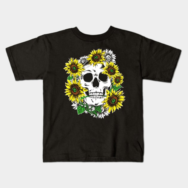 skull sunflower Kids T-Shirt by Simpsonfft